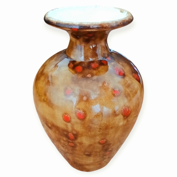 MCM England CG 76 Mark Lava Flame Burnt Orange Glazed Vase Jar Vintage Manganese - Picture 4 of 10